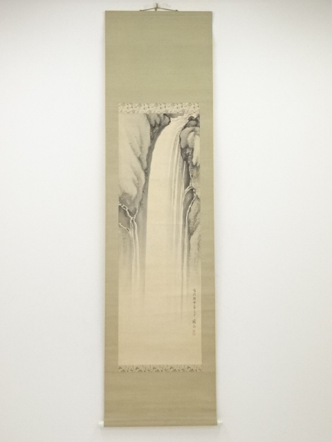 JAPANESE HANGING SCROLL / HAND PAINTED / WATERFALL